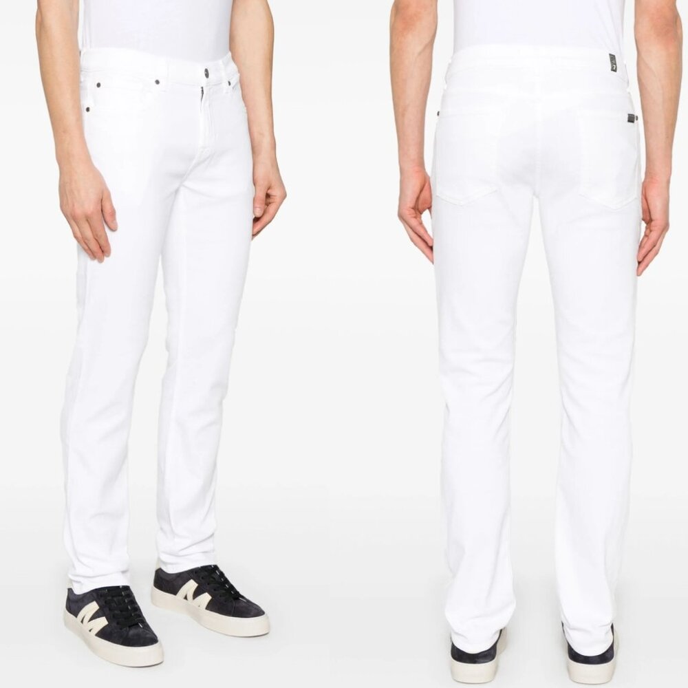 NWT 7 for all Mankind Slimmy Jeans White Slim Straight Leg Classic Mens Size 38